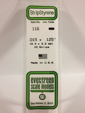 Evergreen .015" x .125" White Strip - Polystyrene - #116