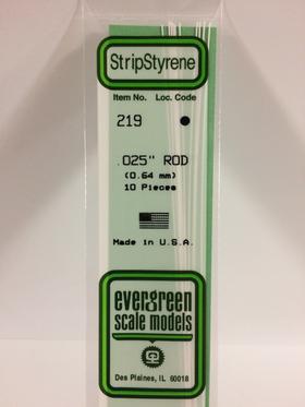 Evergreen Rod .025" Diameter - Opaque White Polystyrene - #219