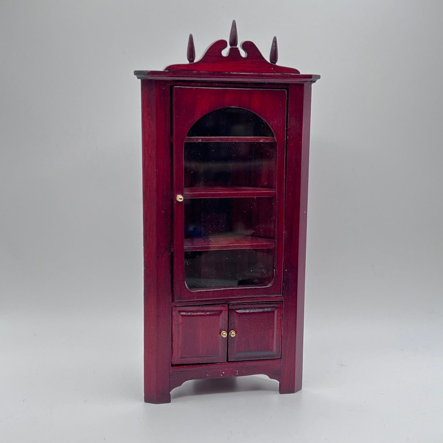 Corner Hutch - Mahogany - 1/12 Scale Dollhouse Miniature