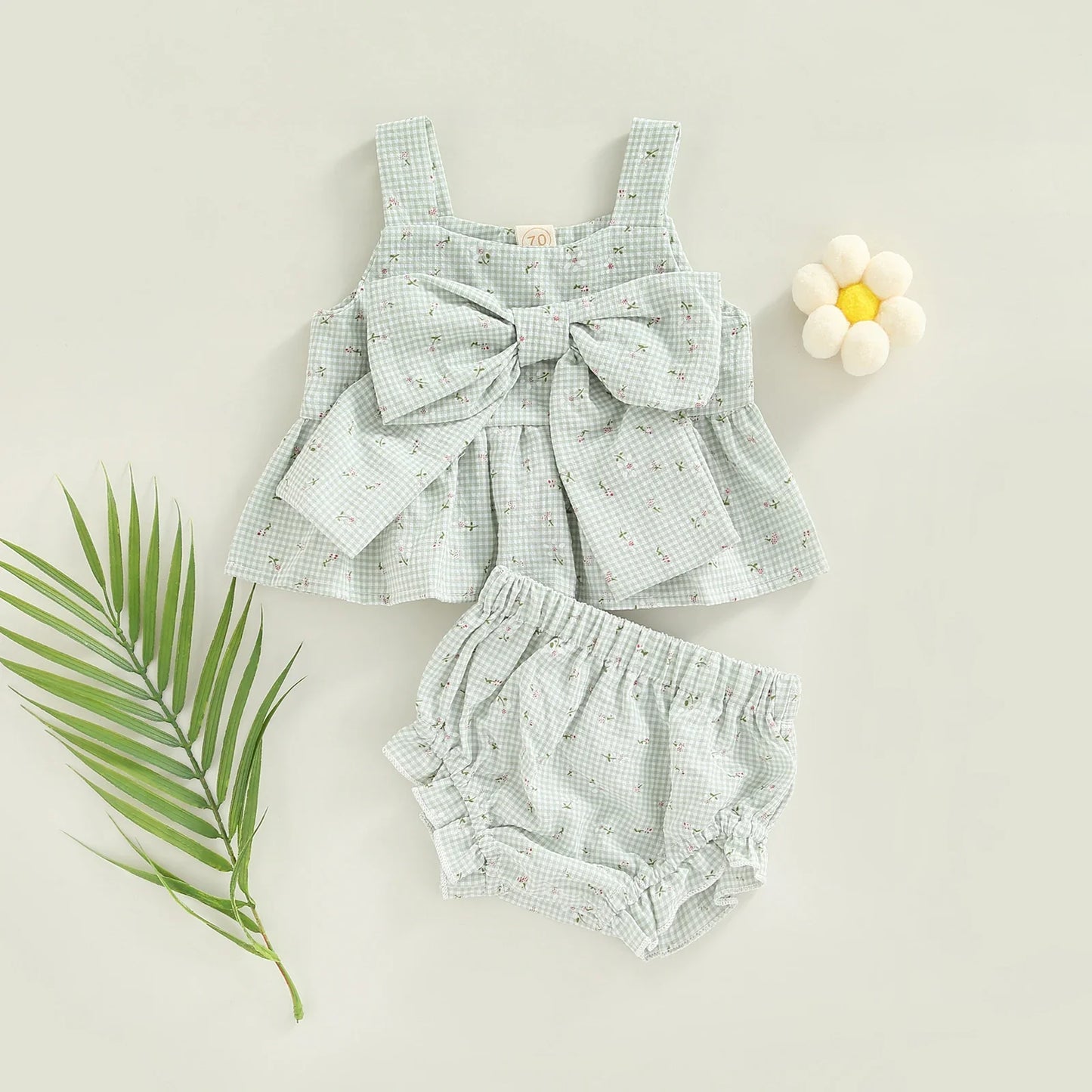 LEAH Checkered Big Bow Outfit