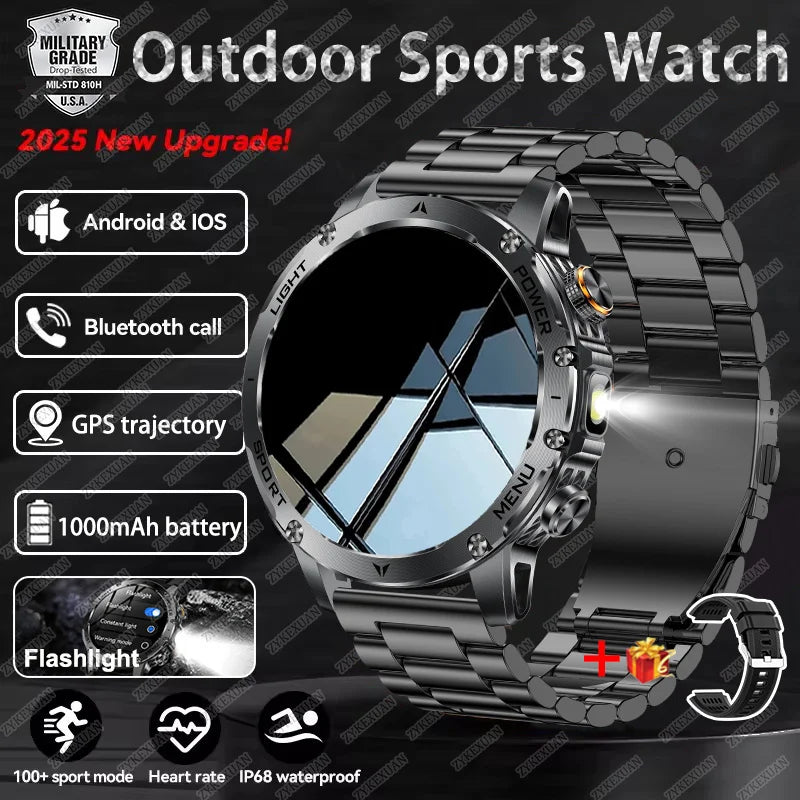 2026 Outdoor New 1000mAh Battery T-Rex 3 Military Grade Smart Watch Men IP69K Waterproof GPS HD Bluetooth Call 100+Sports Watch