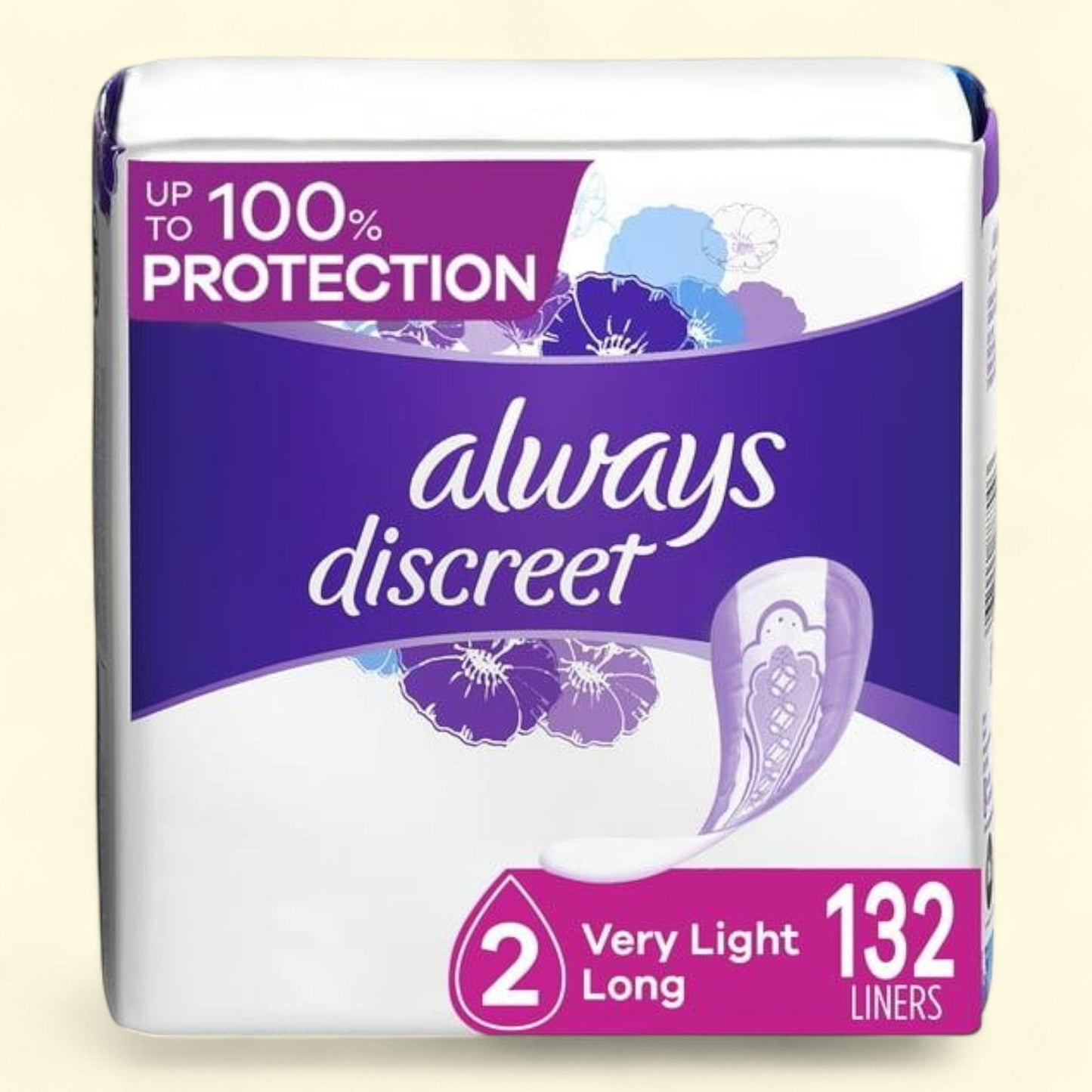 Always Discreet Incontinence Liners, Very Light Long, 132 CT