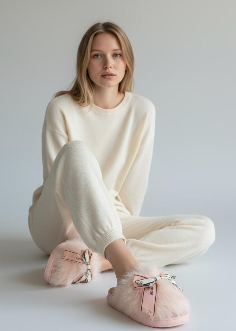 Maritta Pink Winter Fur Slippers