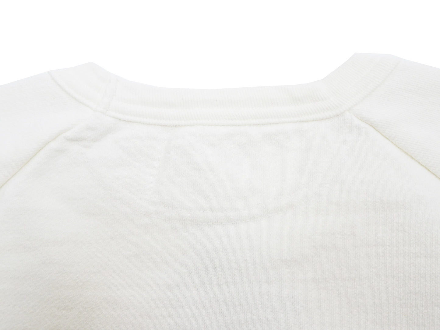 Japan Blue Jeans Long Sleeve French Terry T-Shirt Men's Casual Plain Crew-Neck Raglan-Sleeve Inlay Shirt JBKN1001 White