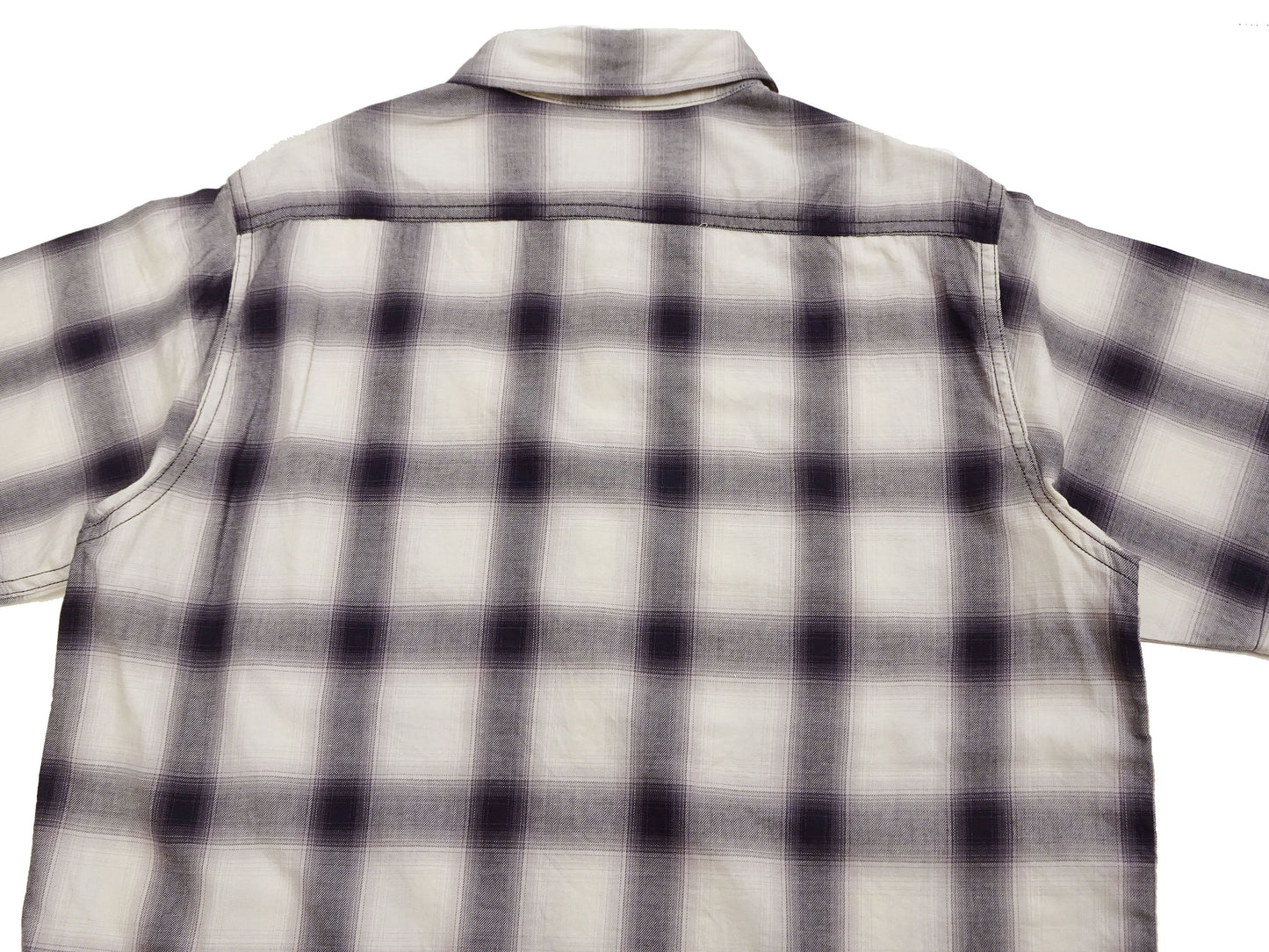 Sugar Cane Ombre Plaid Work Shirt Men's Casual Vintage-Style Short Sleeve Check Button Up Shirt SC39519 105 Off-White