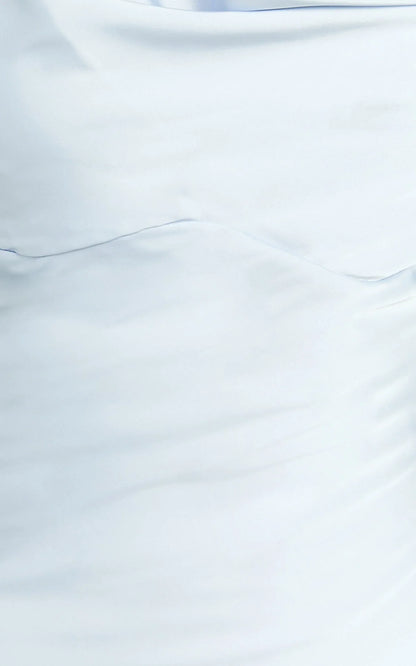 Alexia Midi Dress - One Shoulder Bust Slip Dress in Ice Blue
