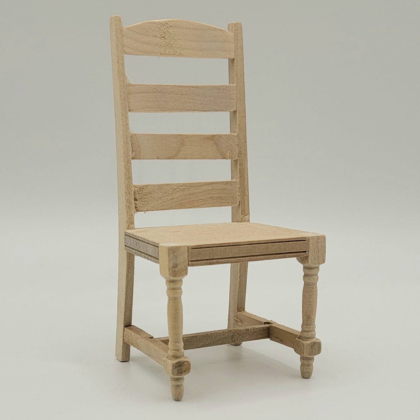Ladder Back Side Chair - Unfinished - 1/12 Scale Dollhouse Miniature