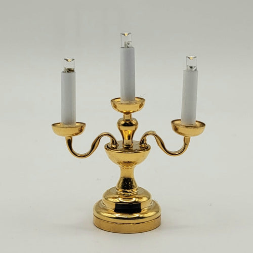 3-Arm Candelabra - 3 Volt Battery - 1/12 Scale Dollhouse Miniature