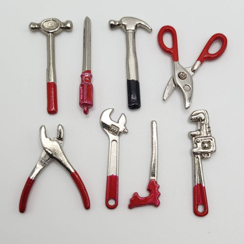 Set of 8 Workshop Tools - Metal - 1/12 Scale Dollhouse Miniature