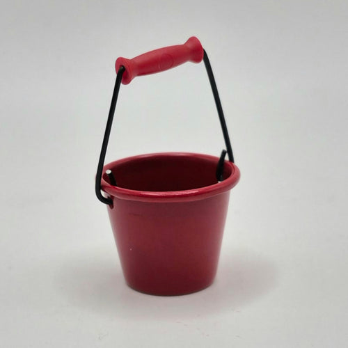 Red Bucket - Metal - 1/12 Scale Dollhouse Miniature