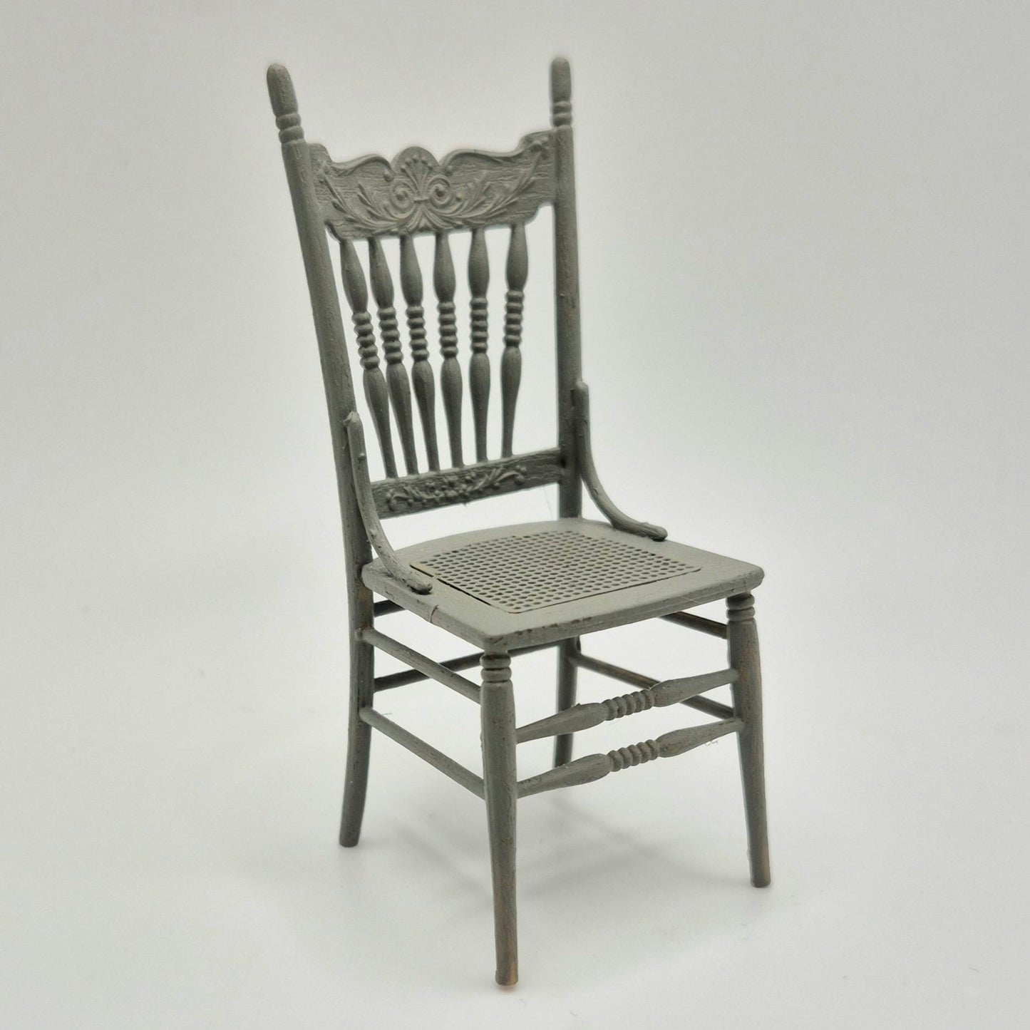 Cane Seat Chair - Assembled & Painted - 1/12 Scale Dollhouse Miniature