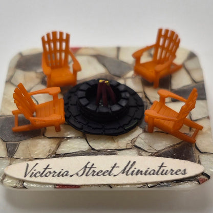 Painted Adirondack Chairs & Fire Pit - 3D Printed Kit - Ivette Orellana - 1/144 Scale Dollhouse Miniature (Copy)