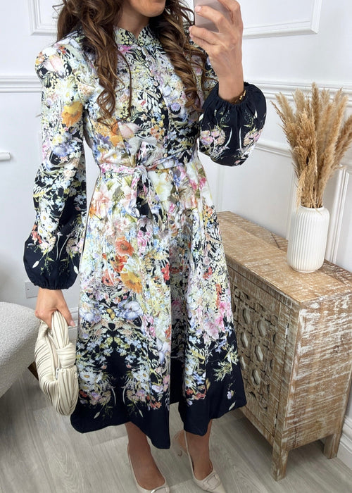 Lavinia Black Floral Midi Dress