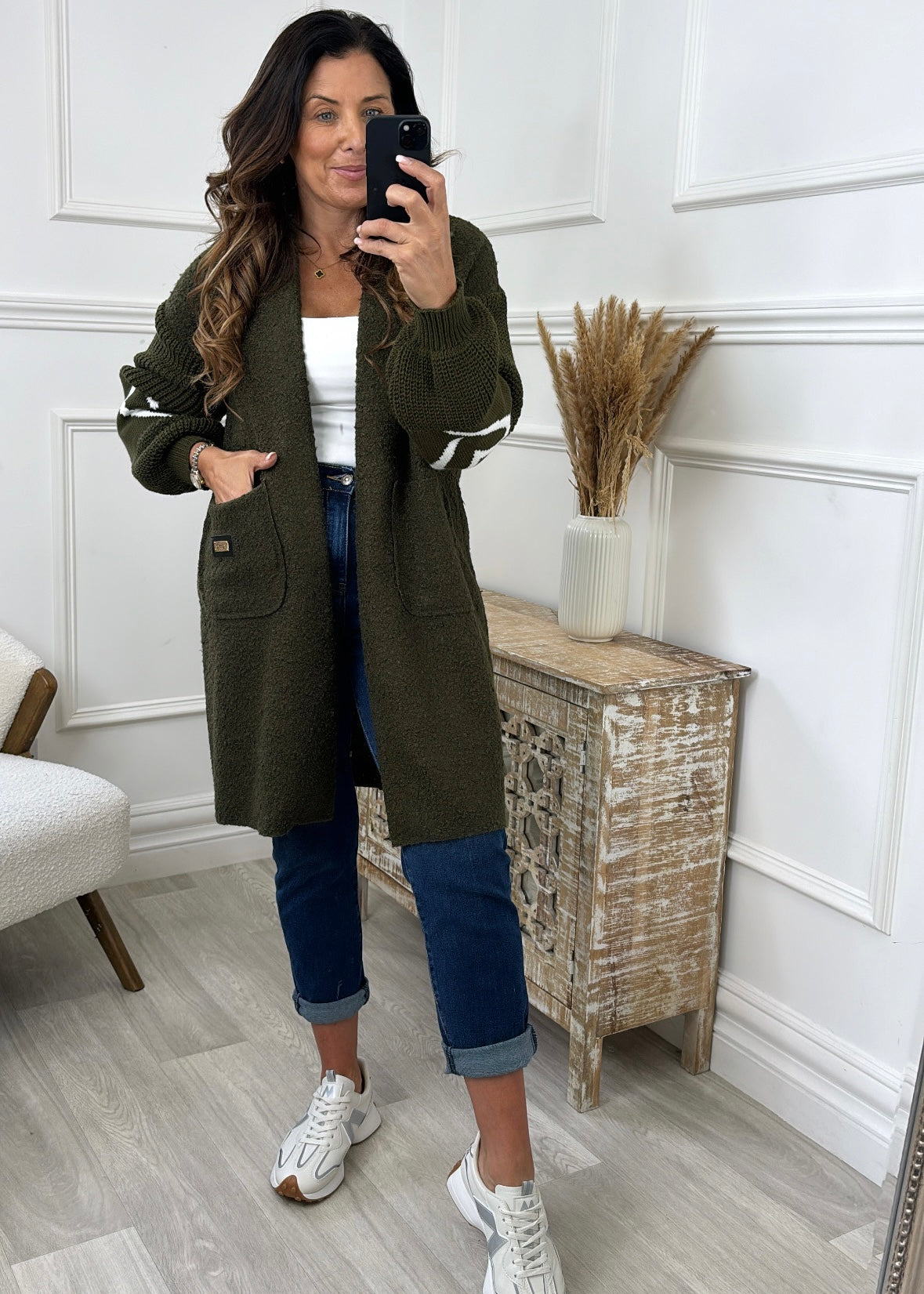 Yvonne Khaki Heart Sleeve Coadigan