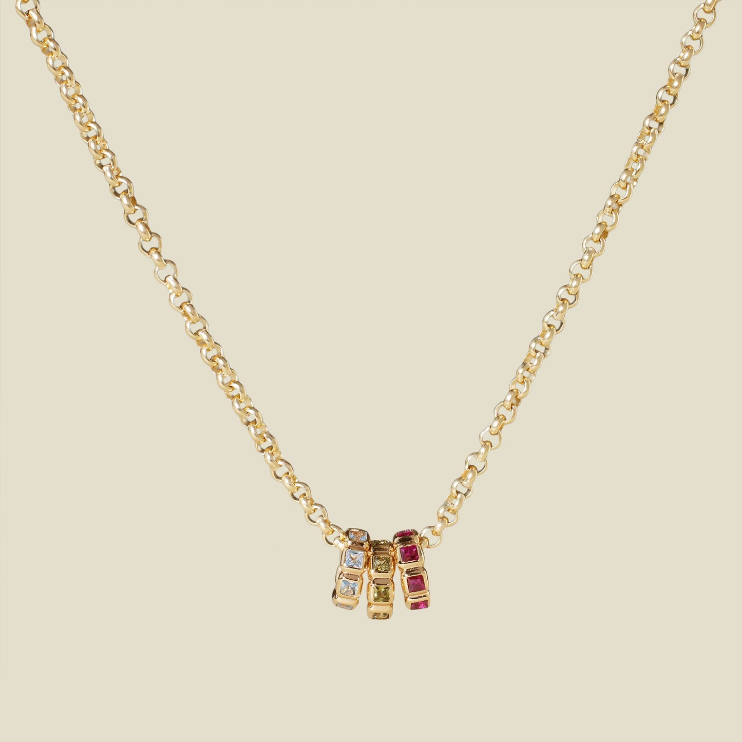 Birthstone Spacer Charm Stacker Necklace