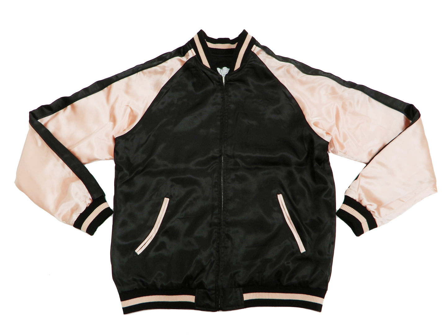 Japanesque Men's Japanese Souvenir Jacket koi fish Embroidered Sukajan 3RSJ-022 Black/Pink