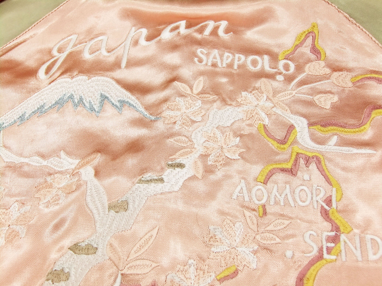Japanesque Japanese Souvenir Jacket 3RSJ-029 Japan map Men's Sukajan Pink/Gold