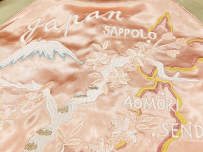 Japanesque Japanese Souvenir Jacket 3RSJ-029 Japan map Men's Sukajan Pink/Gold