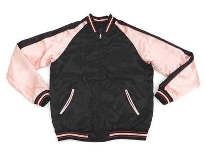 Japanesque Sukajan Men's Japanese Souvenir Jacket Japanese Koi fish 3RSJ-754 Black/Pink