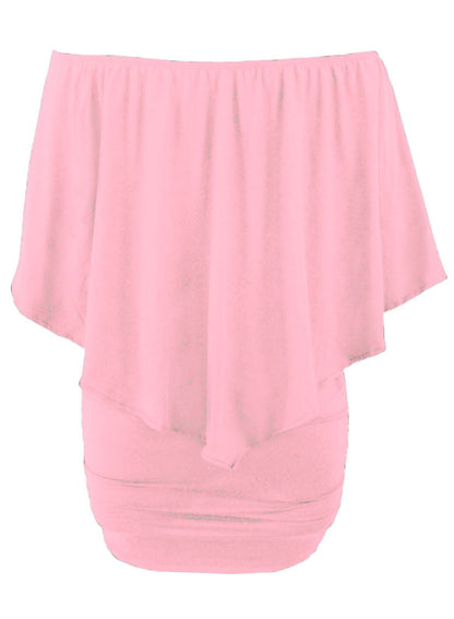 Plus size  Dressing Layered Fiery Red Mini Poncho Dress