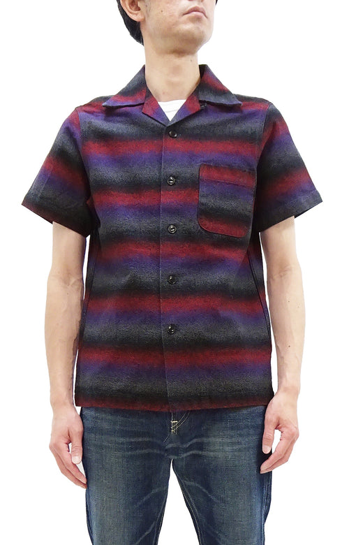 Studio D'artisan Shirt Men's Horizontal Gradient-Effect Striped Resort Collar Button Up Shirt with Traditional Japanese Natural Plant Dyes 5708