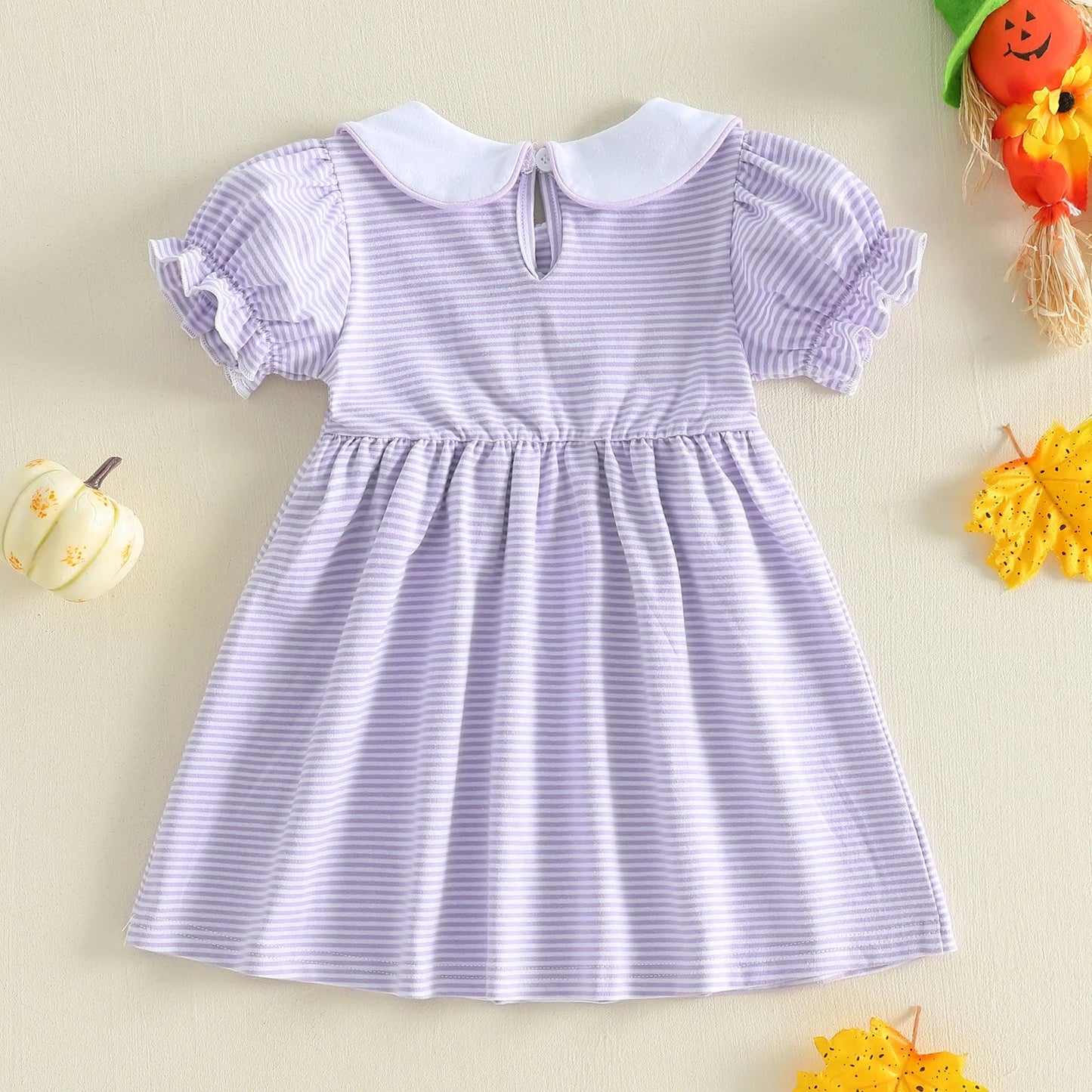 PUMPKIN & SPIDERS Striped Dress
