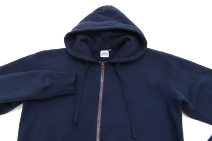 Studio D'artisan Plain Hoodie Men's Solid Zip-Up Hooded Sweatshirt 8087M Navy-Blue