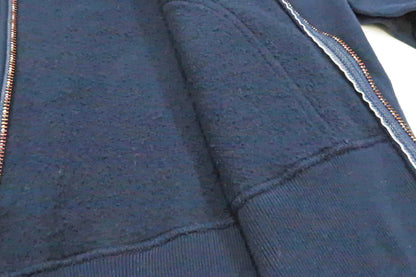 Studio D'artisan Plain Hoodie Men's Solid Zip-Up Hooded Sweatshirt 8087M Navy-Blue