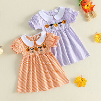 PUMPKIN & SPIDERS Striped Dress