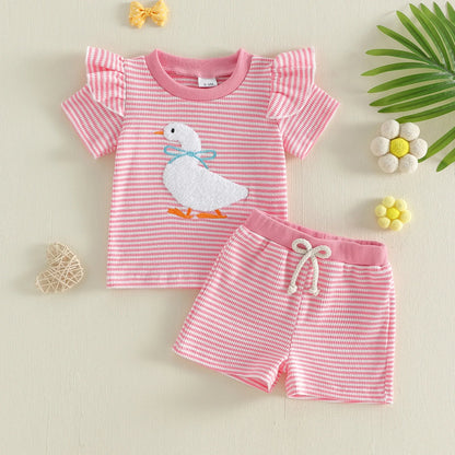 GOOSE Striped Ruffle Outfit