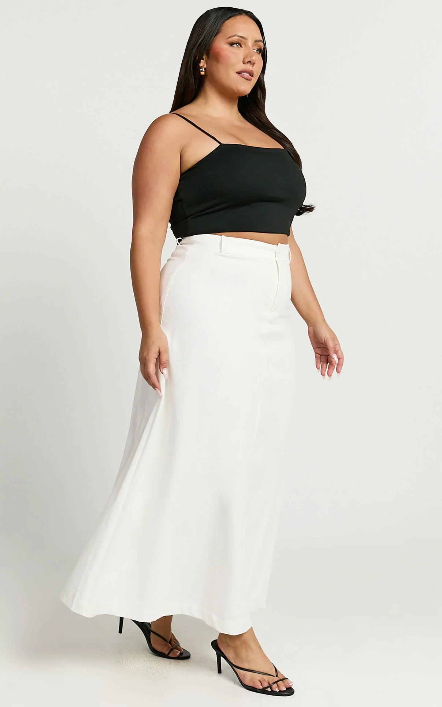 Benjie Maxi Skirt - Tailored Linen High Waisted A Line in White