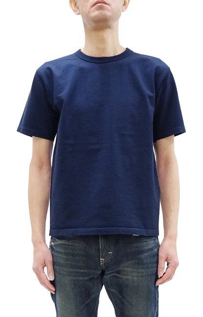 Studio D'artisan Plain T-Shirt Made from Heavyweight Loopwheeled Jersey Fabric Men's Tsuri-Ami Short Sleeve Tee 9913 Navy-Blue