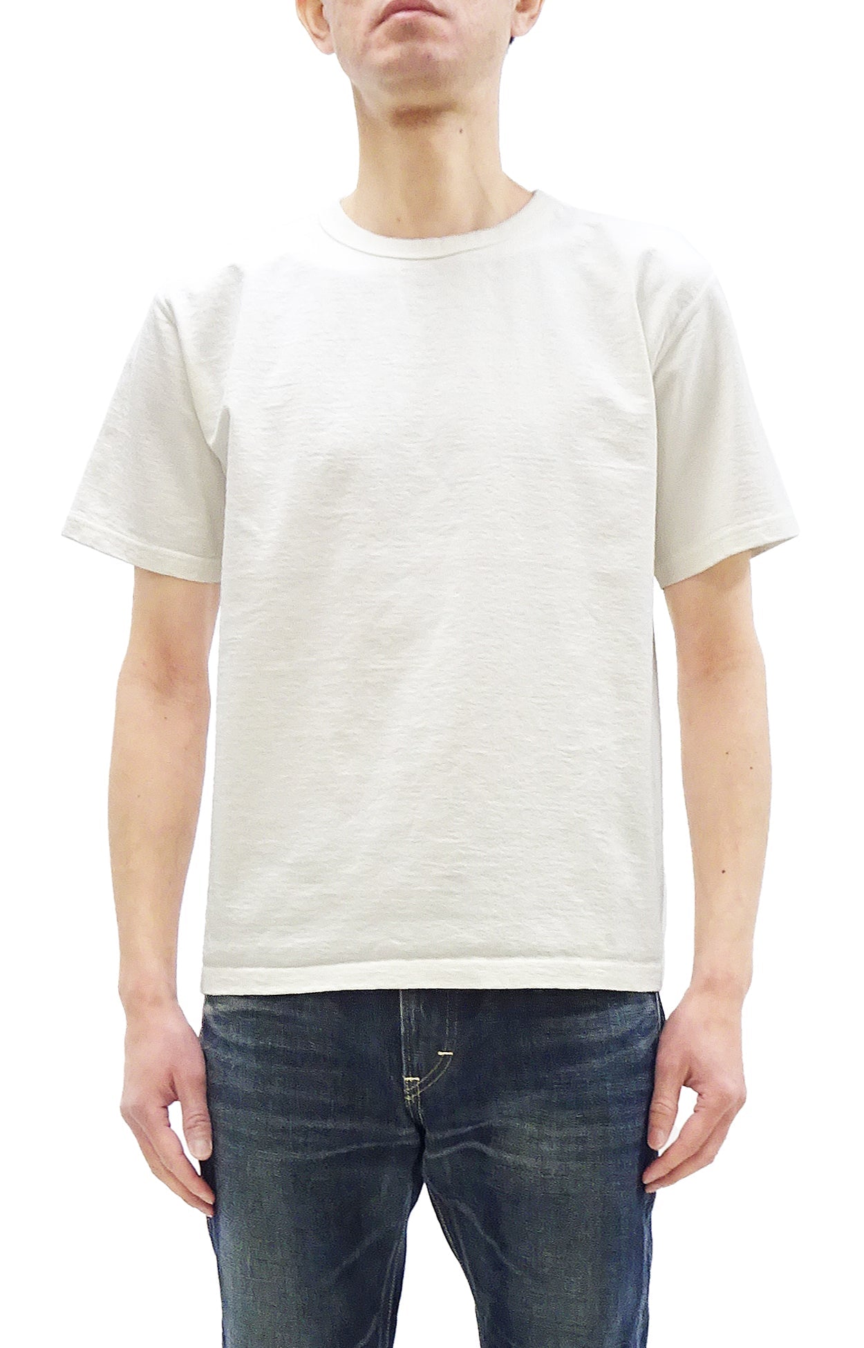 Studio D'artisan Plain T-Shirt Made from Heavyweight Loopwheeled Jersey Fabric Men's Tsuri-Ami Short Sleeve Tee 9913 Off-White