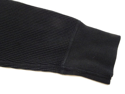 Studio D'Artisan Men's Heavyweight Waffle Knit Thermal Long Sleeve T-Shirt - 100% Cotton, Crew Neck, Ribbed Cuffs, Raw-edge hem, Made in Japan (SDA 9936) Black