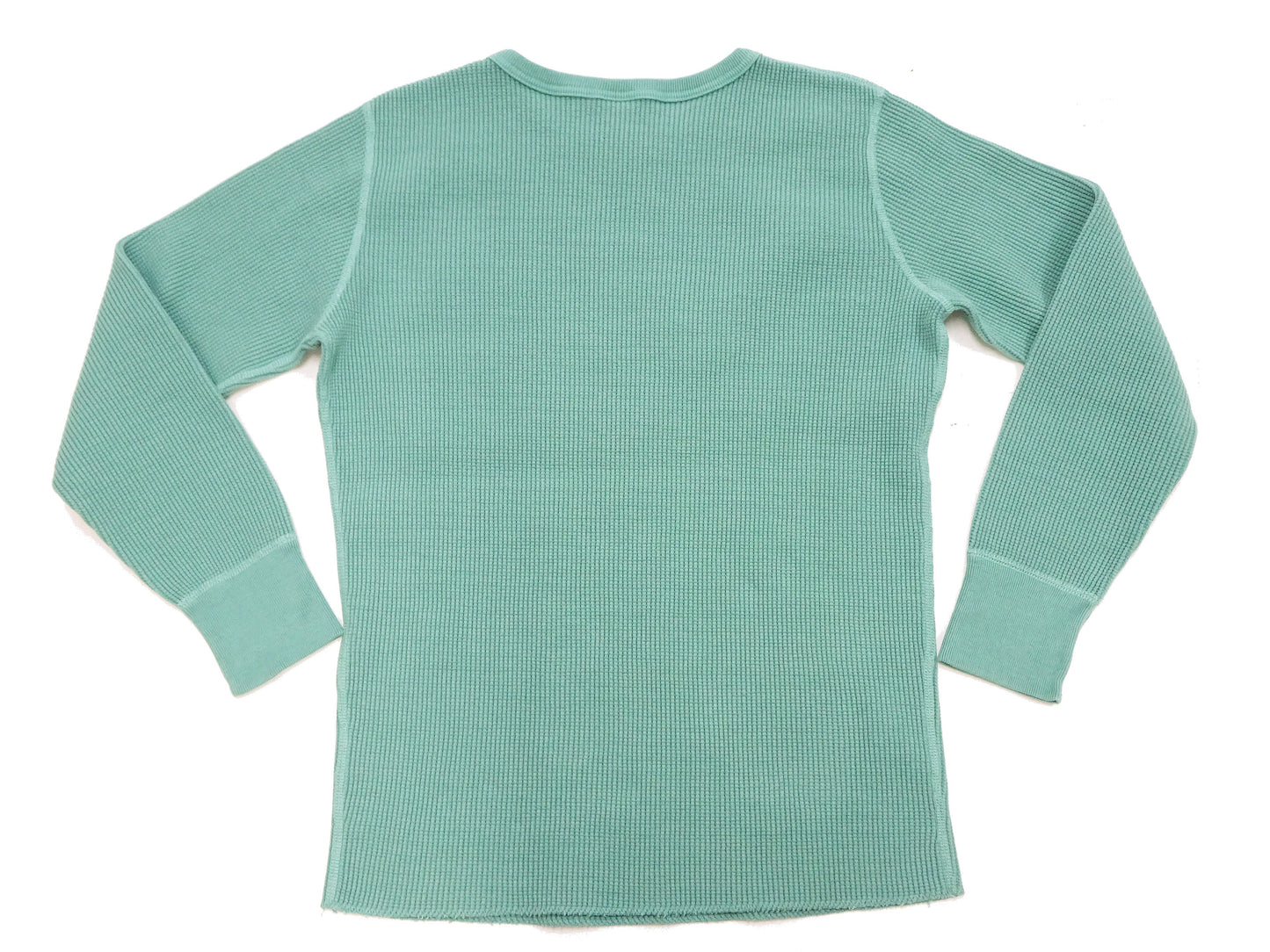 Studio D'Artisan Men's Heavyweight Waffle Knit Thermal Long Sleeve T-Shirt - 100% Cotton, Crew Neck, Ribbed Cuffs, Raw-edge hem, Made in Japan (SDA 9936) Emerald Green