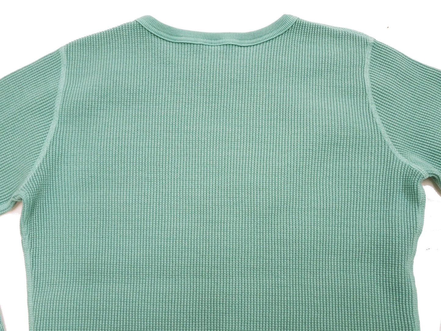 Studio D'Artisan Men's Heavyweight Waffle Knit Thermal Long Sleeve T-Shirt - 100% Cotton, Crew Neck, Ribbed Cuffs, Raw-edge hem, Made in Japan (SDA 9936) Emerald Green