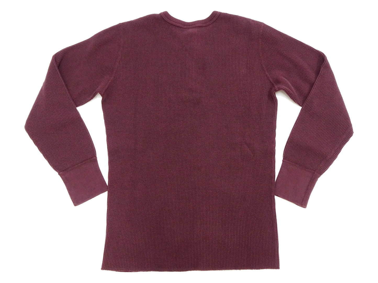 Studio D'Artisan Men's Heavyweight Waffle Knit Thermal Henley Long Sleeve T-Shirt - 100% Cotton, Ribbed Crew Neck Band, Ribbed Cuffs, Raw-edge hem, Made in Japan (SDA 9937) Burgundy