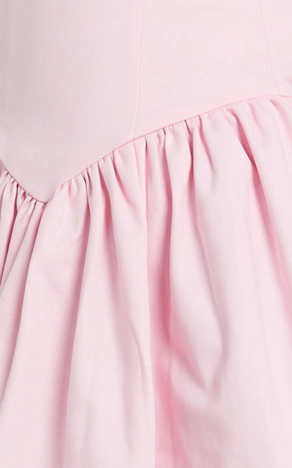 Helda Midi Dress - Halter Tie Neck Corset Panel Dress in Pink