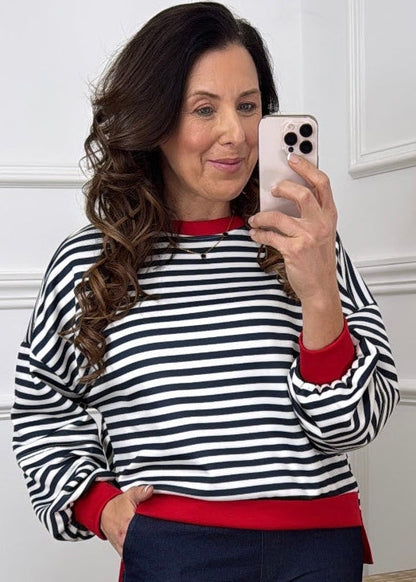 Presley Navy Stripe Sweatshirt