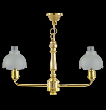 2 Up-Arm Bell Shade Chandelier - 12 Volt - 1/12 Scale Dollhouse Miniature