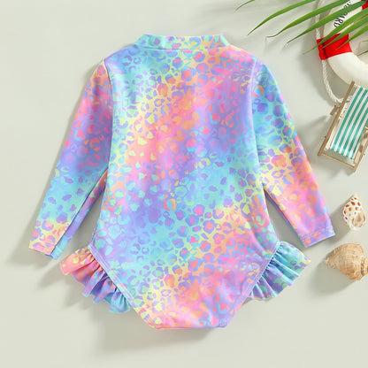 RAINBOW LEOPARD Ruffle Swimsuit
