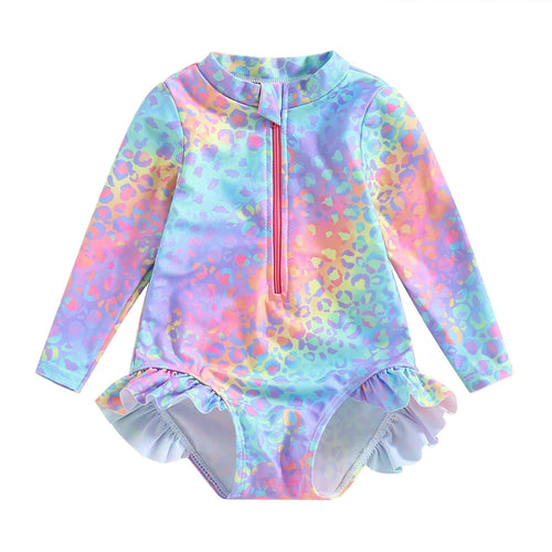 RAINBOW LEOPARD Ruffle Swimsuit