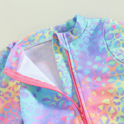 RAINBOW LEOPARD Ruffle Swimsuit
