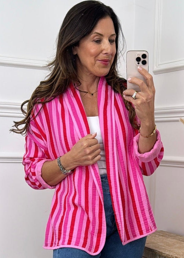 Brielle Red Stripe Kimono Jacket