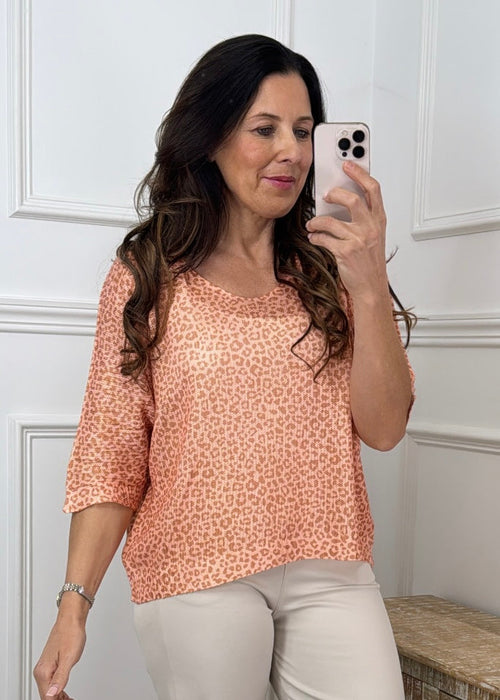 Cassie Orange Leopard Print Top