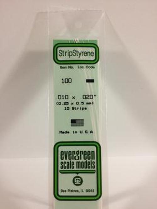 Evergreen .010" x .020" White Strip - Polystyrene - #100