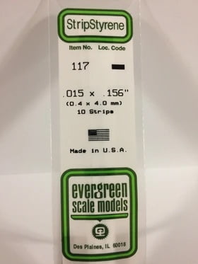Evergreen .015" x .156" White Strip - Polystyrene - #117