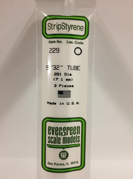 Evergreen Tube .281" Diameter - Opaque White Polystyrene - #229