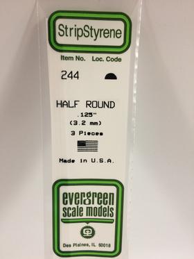 Evergreen Half Round .125" - Opaque White Polystyrene - #244