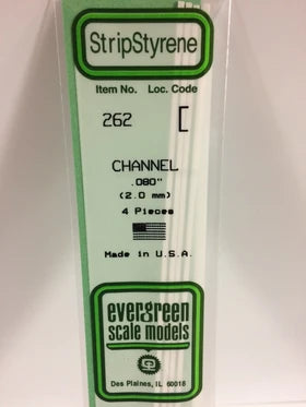 Evergreen Channel .080" - Opaque White Polystyrene - #262